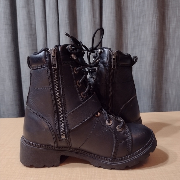 Milwaukee Black Leather Motorcycle Lace Up Boots Size 5 - Picture 3 of 13